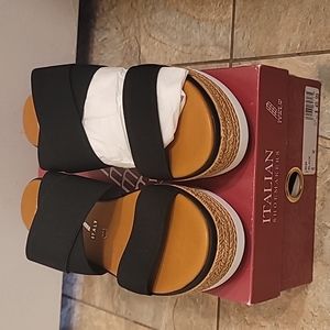 Womens black platform sandals